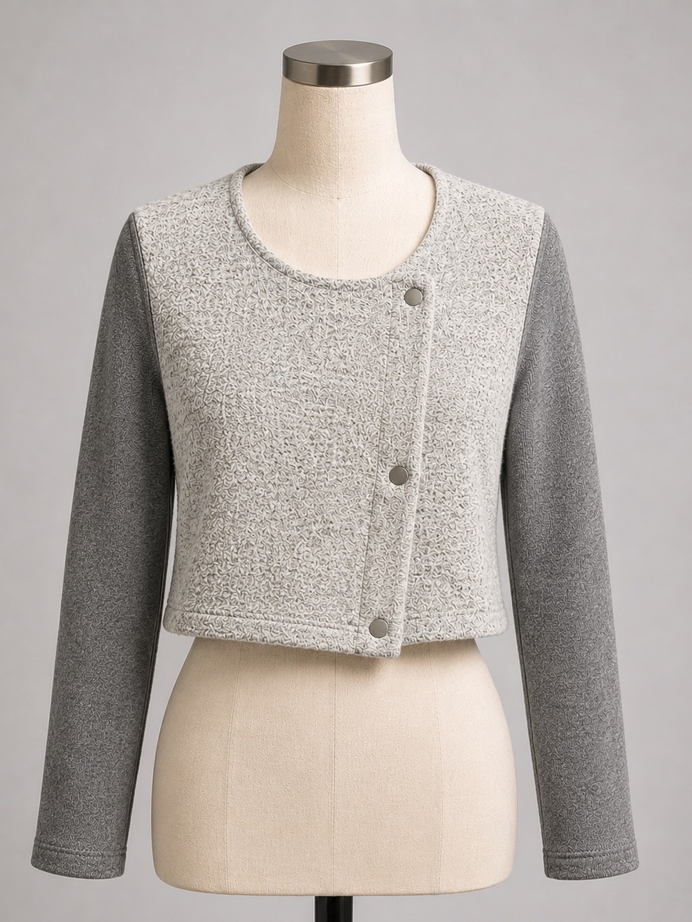 Ann Taylor LOFT Gray/Cream Button Up, Cardigan- L